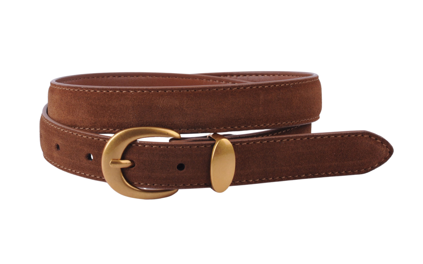 Suede Belt with Gold Curve
