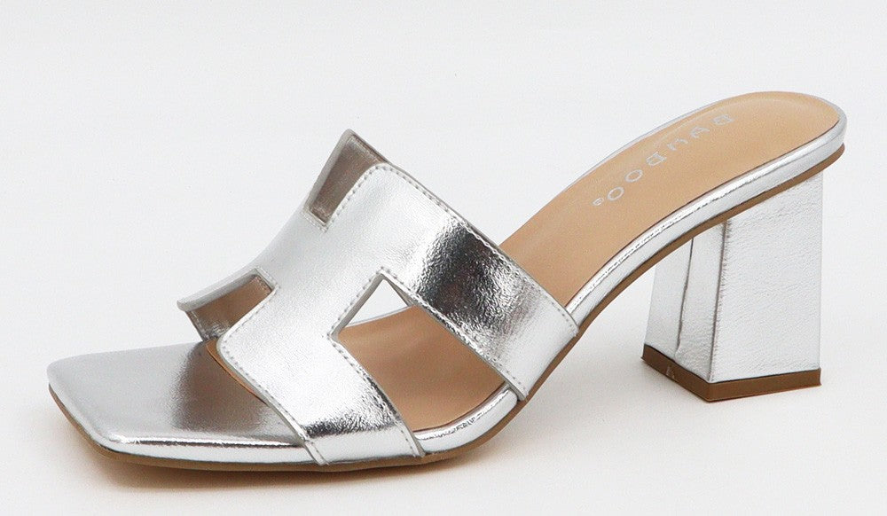 Remi Block Heel - Silver