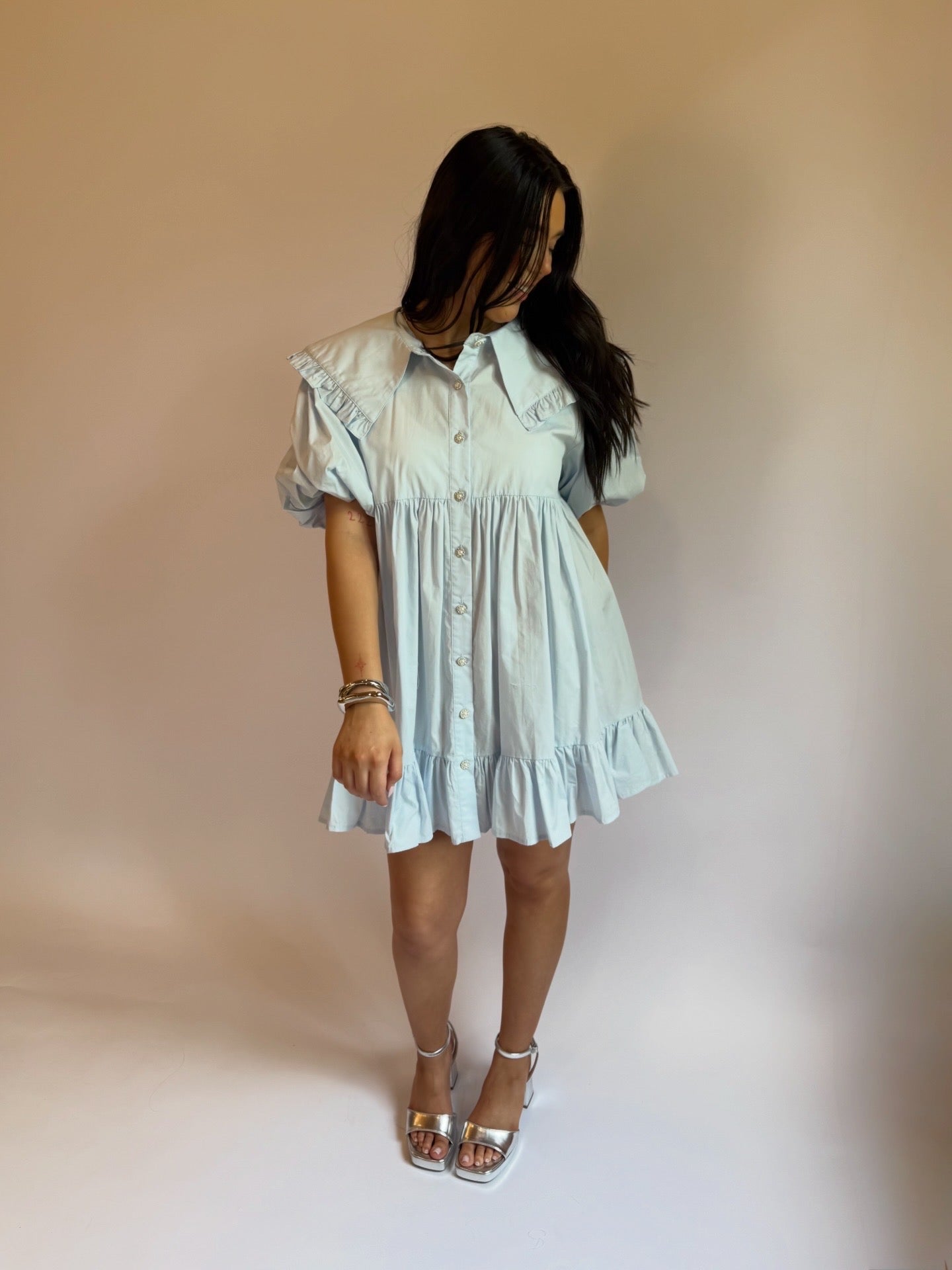 Babydoll Ruffled Collar Mini Dress