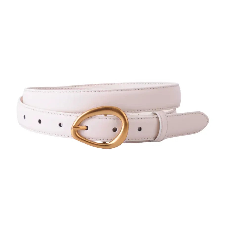 Basic Asymmetrical Circular Buckle- Beige