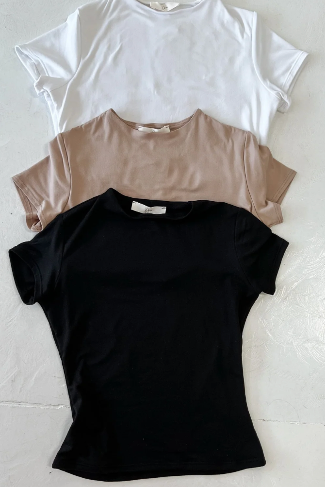 Nova Short Sleeve Fitted Top - White