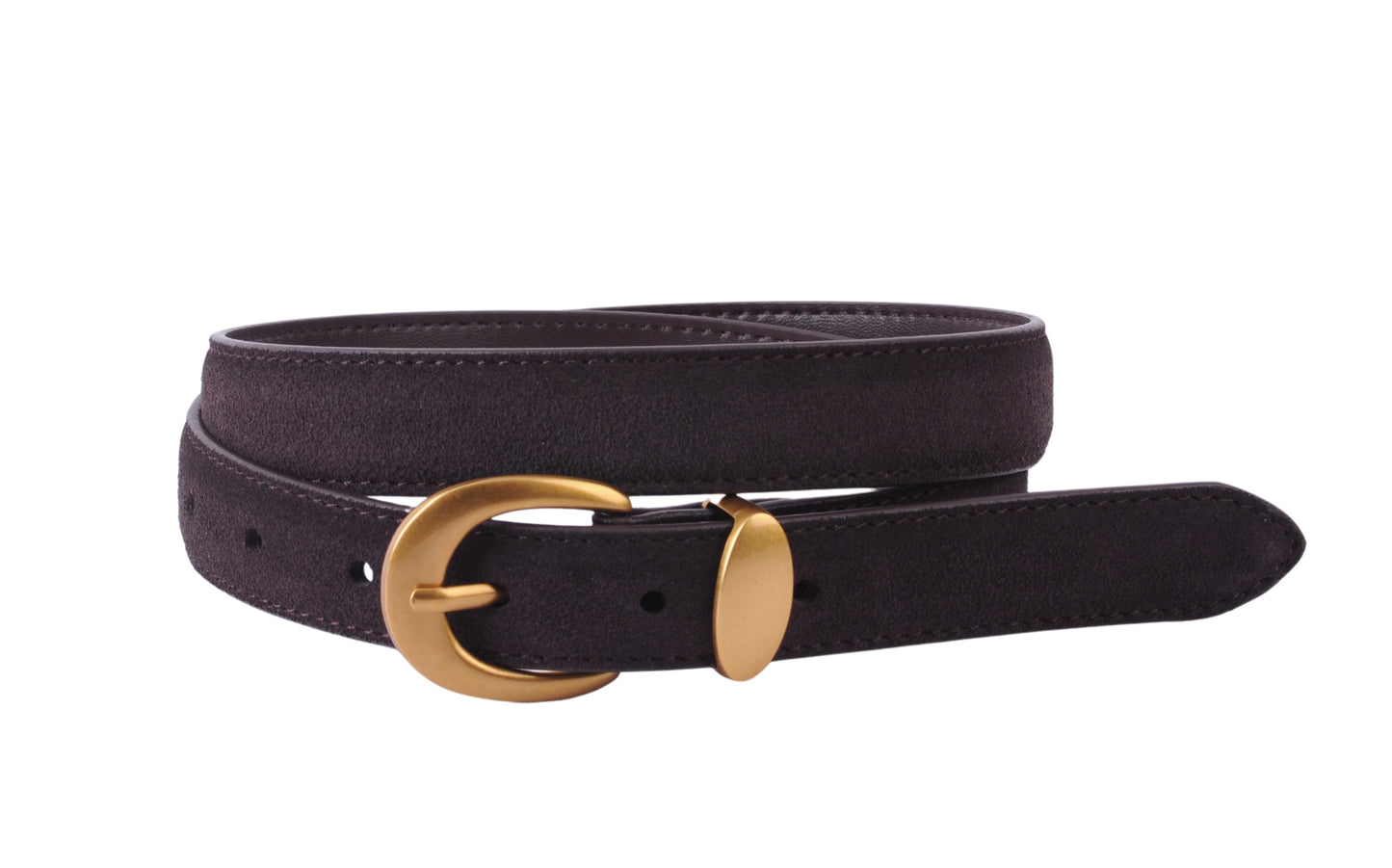 Suede Belt with Gold Curve